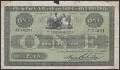 Provincial Bank of Ireland Ltd, £1, 1 September 1927, serial number J156281, printed Hume Robertson signature,...