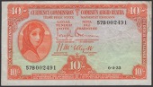 Currency Commission, Irish Free State, 10 Shillings, 6 April 1933, serial number 57B 002491, Brennan and McElligott...