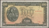 Central Bank of Ireland, £100, 7 January 1946, serial number 01Z 015863, Brennan and McElligott signatures, a few...