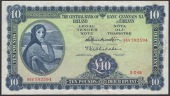Central Bank of Ireland, £10, 3 February 1964, serial number 96V 592594, Muimhneachain and Whitaker signatures,...