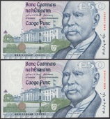 Central Bank of Ireland, replacement £50 (2), 19 March 1999, consecutive serial numbers RRR 550367-68, O’Conaill...
