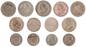SOMERSET, Bath, William Glover, Halfpence (2), 9.74g/6h, 9.73g/6h (both DH 28); William Gye, Halfpenny, 1794,...
