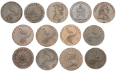 WARWICKSHIRE, Birmingham, Henry Biggs, Halfpence (2), 1792, 11.49g/12h (DH 70), undated, 10.99g/3h (W 71a);...