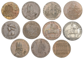 YORKSHIRE, Huddersfield, John Downing, Halfpenny, 1793, 8.82g/6h (DH 15); Hull, Jonathan Garton & Co, Halfpence,...