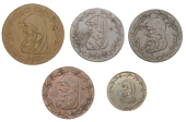 ANGLESEY, Amlwch, imitation ‘Paris Miners’ Halfpenny, 1791, 9.11g/6h (DH 438b); imitation rm co Halfpenny, 1793,...