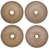 LONDON, Baker Street, Madame Tussaud & Sons, copper Sixpences (2) [c. 1850], madame tussaud & sons exhibition,...