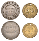 LONDON, Drury Lane, Theatre Royal, Fourth Theatre, copper, upper gallery, 31mm, 9.73g (W 215; D & W 20/230); 1888,...