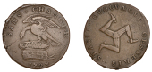 Isle of Man Coins, James Stanley, Maguire/Poole issue, Halfpenny, 1723, from the same dies as the previous lot, edge...