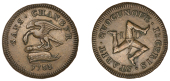 Isle of Man Coins, James Stanley, Second issue, Penny, 1733, interior of cap of Maintenance frosted (Prid. 13; S...