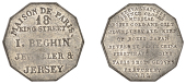 Jersey Tokens, St Helier, Maison de Paris, J. Beghin, decagonal white metal, 23mm (McCammon C82Jii; Ford 335; cf....