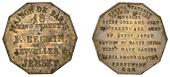 Jersey Tokens, St Helier, Maison de Paris, J. Beghin, decagonal brass, 18 king street, etc, rev. geneva watches...