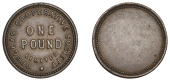 Isle of Man Tokens, Douglas, Douglas CSL, copper One Pound, legend around value, rev. blank, edge grained, 28mm,...