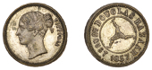 Isle of Man Tokens, Douglas, Douglas Bazaar, August 1857, plated brass [Sixpence], bust of Victoria left, rev....