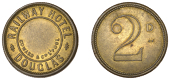 Isle of Man Tokens, Douglas, Railway Hotel, [Charles Udall], brass Twopence by Coward & Co, Liverpool [1876],...