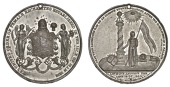 Isle of Man Medals, United Order of Female Rechabites, 1840, a white metal medal by T. Bagshaw, shield of arms with...