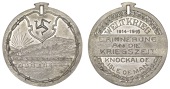 Isle of Man Medals, Knockaloe Internment Camp, 1914-1916, a white metal medal, similar but with date altered and...