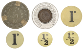 Isle of Man Tokens, Douglas, Percy Towns, Good Luck, aluminium check by J.R. Gaunt inset with 1938 Farthing, 38mm,...