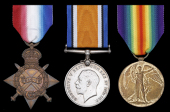 Three: Telegrapher S. G. A. Harriss, H.M.S. Falmouth, Royal Navy

1914-15 Star (J.25519, S. G. A. Harris [sic],...