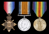 Three: Chief Petty Officer A. E. Woodcock, H.M.S. Benbow, Royal Navy

1914-15 Star (163831, A. E. Woodcock,...