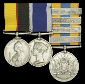 Three: Colour Sergeant H. Evans, Royal Marine Artillery

Queen’s Sudan 1896 (3339 Sgt. H. Evans, R.M.A.); Royal...