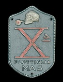An Italian Second World War Flottiglia Mas Arm Shield.
A rare and original arm shield for the La Decima X Mas....