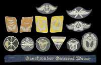 German Second World War Luftwaffe Insignia.
An interesting grouping comprising a shortened and moth damaged...
