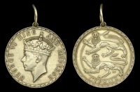 Badge of the Certificate of Honour, for Cyprus, G.VI.R., large circular silver-gilt neck badge, 42mm, with integral...