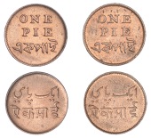 East India Company, Bengal Presidency, Calcutta Mint: Introduction of Steam, copper Pies (2) [1831-5], one pie above...