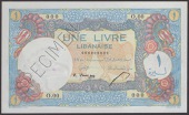 Banque de Syrie et du Liban, Lebanon, specimen 1 Livre, 1950, serial number O.00 000, Busson and Letayf signatures,...