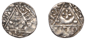 John (as King, 1199-1216), Third coinage, Halfpenny, a contemporary forgery, after Willem?, reads [-]l[-] on dive,...