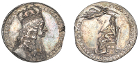 Charles II, Coronation, 1661, a silver medal by T. Simon, crowned bust right, rev. King enthroned left, crowned by...