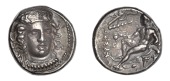 Greek Coinages, Bruttium, Kroton, Stater, c. 400-325, head of Hera Lakinia facing slightly right, wearing necklace...