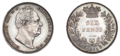 William IV (1830-1837), Proof Sixpence, 1831, edge plain, 2.81g/6h (ESC 2501; S 3836). Fields hairlined, otherwise...