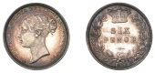 Victoria (1837-1901), Proof Sixpence, 1887, young head, edge grained, 2.82g/6h (ESC 3263; S 3912). Lightly...