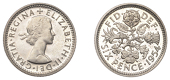 Elizabeth II (1952-    ), Proof Sixpence, 1954, edge grained, 2.82g/12h (ESC 4526). About as struck, very rare	...