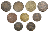 KENT, Eastchurch, Will Manyringe, Halfpenny, 2.47g/6h (N 2548; BW. 244); Elham, William Patridg, Farthing, 0.77g/6h...