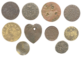 KENT, Groombridge, Rico Constable, heart-shaped Halfpenny, 1668, 1.06g/12h (N 2607; BW. 344); Harrietsham, Robert...