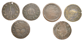 SURREY, Barnes, Charles Goodwin, Halfpenny, 1.31g/6h (E 6; N 4515; BW. 5); Battersea, John Sole, Halfpenny, 1668,...