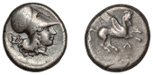 Greek Coinages, Akarnania, Leukas, Stater, 400-375, Pegasos flying right, rev. helmeted head of Athena right,...