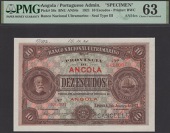 Banco Nacional Ultramarino, Angola, printers archival specimen 10 Escudos, 1 January 1921, serial number range...