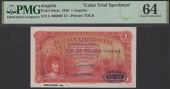 Republica Portuguesa, Angola, colour trial 1 Angolares, 14 August 1926, serial number L 000000, blue De La Rue seal,...