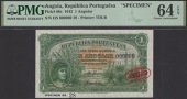 Republica Portuguesa, Angola, specimen 1 Angolar, 28 March 1942, serial number Ds 000000, red De La Rue oval,...