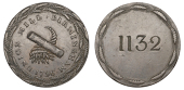 Tickets and Passes, WARWICKSHIRE, Birmingham, Union Mill, 1796, copper, caduceus and cornucopia, rev. stamped 1132,...