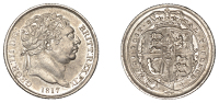 George III (1760-1820), New coinage, Sixpence, 1817, b of britanniar over r, e of geor over uncertain letter (ESC...