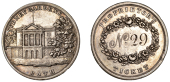 Tickets and Passes, SOMERSET, Bath, Sydney Gardens, Proprietor’s Ticket, silver, frontal elevation of Sydney...
