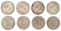 George III (1760-1820), New coinage, Shillings (4), 1816, y over y on rev. (ESC –); 1817, m over m in mal (ESC...