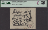 Government Treasury, Sarawak, 10 Cents, 1 May 1861, serial number 3512, Charles Adaire Crymble signature, circular...