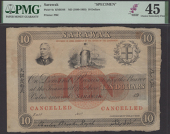 Government of Sarawak, specimen $10, 19- (c.1900-1903), without serial numbers, vignette of Charles Johnson Brooke...
