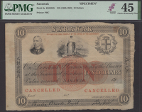 Government of Sarawak, specimen $10, 19- (c.1900-1903), without serial numbers, vignette of Charles Johnson Brooke...
