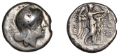 Roman Republican Coinage, Anonymous, Didrachm, Neapolis or Rome, c. 265-242, head of Roma right wearing Phrygian...